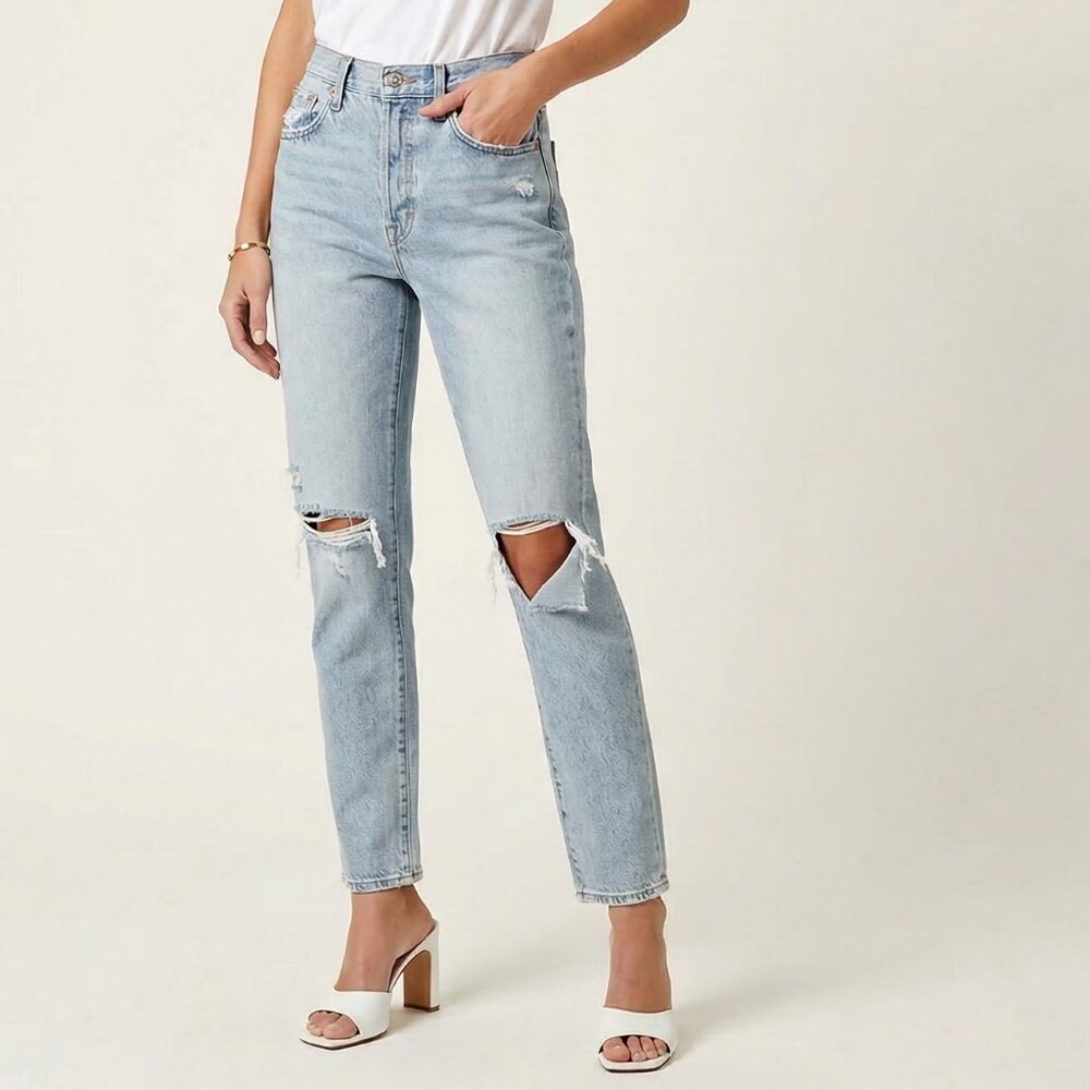 Pistola Keaton High Rise Slim Straight Distressed Jean Size 26